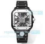 THB Factory Swiss Clone Cartier Santos Skeleton Watch Rubber With Upgraded Buckle 